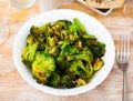 Green fried broccoli in a bowl