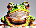 Green frog amphibian portrait simple sketch