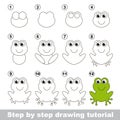 Green frog. Drawing tutorial.