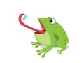 Green frog eat insect on white, cartoon vector Royalty Free Stock Photo