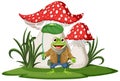 Green Frog with Fantasy Mushroom Royalty Free Stock Photo