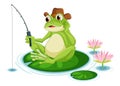 Green Frog Fishing in the Pond Vector Royalty Free Stock Photo