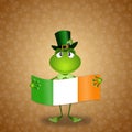 Green frog with Ireland flag