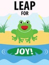 Green Frog Leap For Joy Illustration