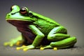 Green frog macro illustration. Generatywna Ai Royalty Free Stock Photo