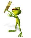 Green frog with magnifying Royalty Free Stock Photo