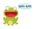 Green Frog with Open Mouth Making Quack Sound Isolated on White Background Vector Illustration