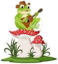 Green Frog Playing Guitar Royalty Free Stock Photo