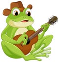 Green frog playing guitar Royalty Free Stock Photo