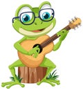 Green Frog Playing Guitar Vector Royalty Free Stock Photo