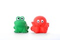 Green frog and red octopus children's toys