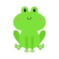 Green frog sitting icon. Cartoon kawaii baby animal character. Cute round face. Funny baby. Sticker print. Love greeting card. Royalty Free Stock Photo