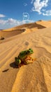 Green Frog Sitting on Sand Dune Royalty Free Stock Photo