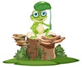 Green Frog Sitting on Stump Royalty Free Stock Photo