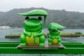 Green frog statue