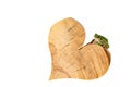 Green Frog Tree Frog Sitting On Wood Heart Environment Concept