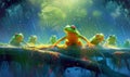 The green frogs are like cartoon characters. Royalty Free Stock Photo