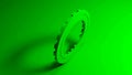 Green front - toothed wheel rotates on a green background - 3D rendering video clip