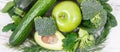 Green fruit and vegetables as source vitamins and minerals, healthy nutrition concept