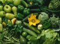 Green fruits and vegetables