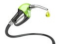 Green fuel pump nozzle with drop oil.