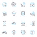 Green fuels linear icons set. Ethanol, Biogasoline, Biodiesel, Hydrogen, Methane, Propane, Electricity line vector and Royalty Free Stock Photo