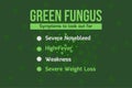 Green fungus mucormycosis symptoms infographic typography - vector background.