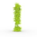 Green fur letter exclamation mark on white background