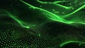 Green futuristic flow technology and dynamic 3D wave background with abstract sound datum innovation illustrate digital