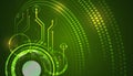 Green futuristic technology background with digital circuits, glowing interface elements, and abstract data patterns, representing Royalty Free Stock Photo