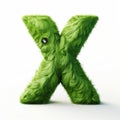 Green Letter X: Organic Surrealism 3d Fur Mascot