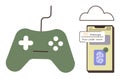 Game Controller and Smartphone Highlighting Security Features with Cloud Integration Royalty Free Stock Photo