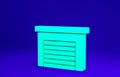 Green Garage icon isolated on blue background. Minimalism concept. 3d illustration 3D render Royalty Free Stock Photo