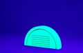 Green Garage icon isolated on blue background. Minimalism concept. 3d illustration 3D render Royalty Free Stock Photo