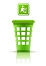 Green garbage basket with indicator