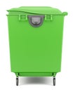 Green garbage container isolated on white