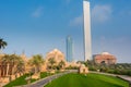 Green garden in Emirates palace hotel in Abu-Dhabi, a seven stars luxury hotel in Abu Dhabi, United Arab Emirates