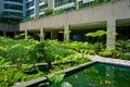 Green garden in the inner yard of residential building complex Royalty Free Stock Photo