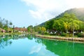 Green garden with lake. Klong Prao, Koh Chang Royalty Free Stock Photo