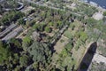 Top view of green gardens in Cairo Egypt , the shadow of the Cairo tower and the river Nile could be seen