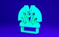 Green Gargoyle on pedestal icon isolated on blue background. Minimalism concept. 3d illustration 3D render Royalty Free Stock Photo