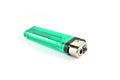 Green gas lighter isolated on a white background. Royalty Free Stock Photo