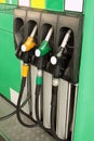 Green gas station with nozzles Royalty Free Stock Photo