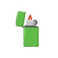 Green gasoline lighter on a white background Royalty Free Stock Photo