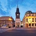 Green Gate at night in Pardubice, Czech republic Royalty Free Stock Photo