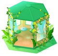 Green gazebo garden architecture 3d isometric illustration Royalty Free Stock Photo