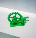 Green gear 3D printed model isolated on white Royalty Free Stock Photo