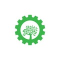 Green Gear Tree Logo. Eco Gear Icon. Success Icon, Royalty Free Stock Photo