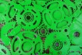 Detail and close up Green Gears and cogwheels