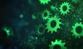 Green gears on digital background representing technology and innovation Royalty Free Stock Photo